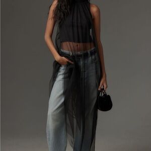 Sunday in Brooklyn Black Sheer Midi Dress